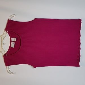 Kim Roger's sweater round neck sleeveless sz M berry cotton knit